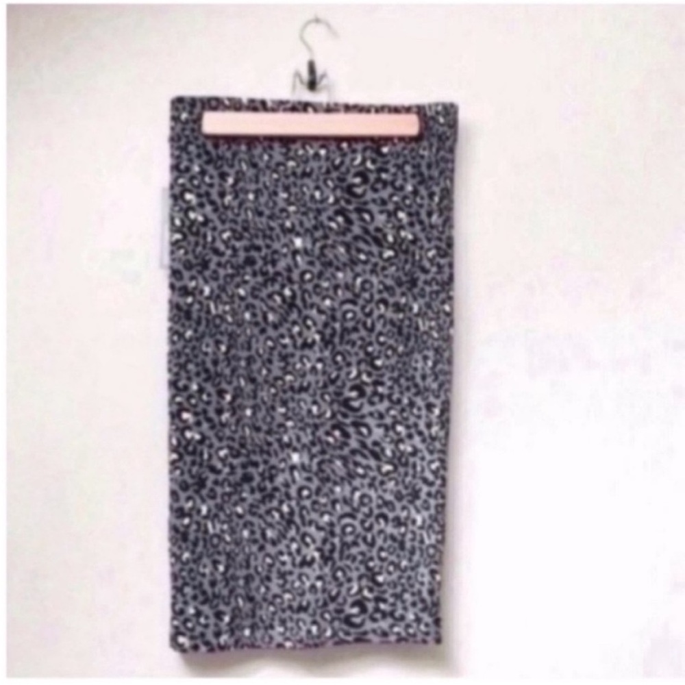 Animal Print Pencil Skirt Gray White Black